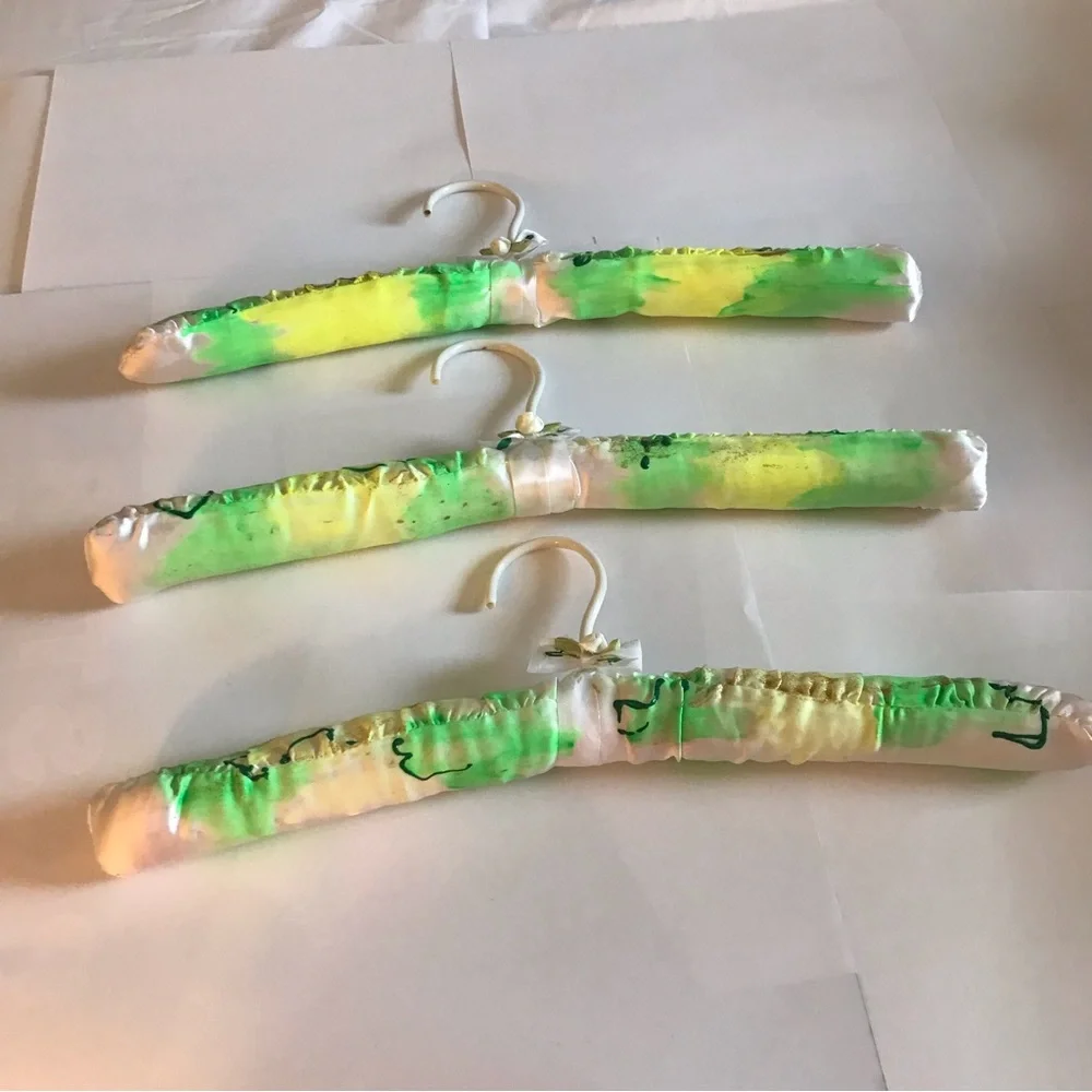 New Four Satin Hangers Designed and Hand Painted by Artist